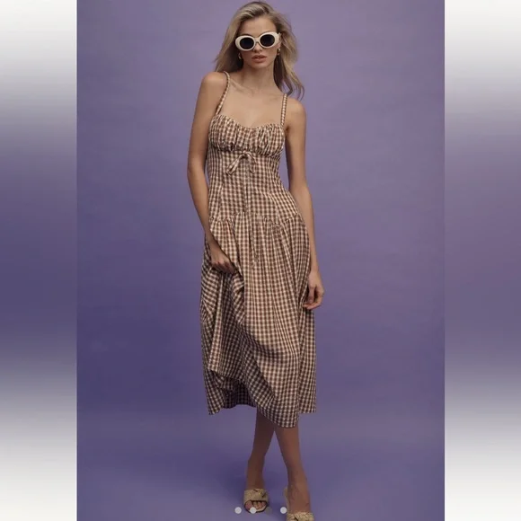 NWT For Love & Lemons Gingerbread Gingham Dress - Picture 3 of 7